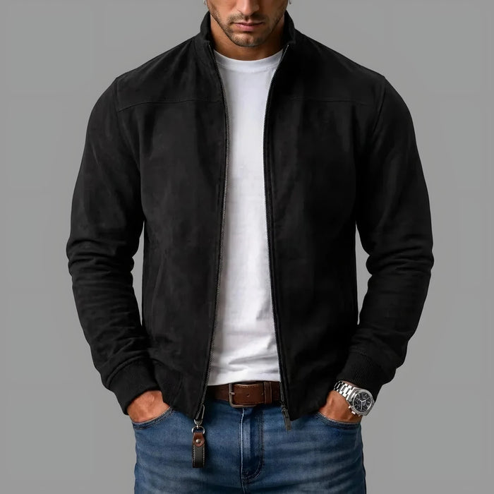 Bari Men's Suede-Look Bomber Jacket