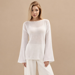 Photo: Fiorella Flare-Sleeve Open-Knit Top | Seoden London — view 11