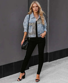 Photo: Savannah Leopard Print Denim Jacket | Seoden London — view 8