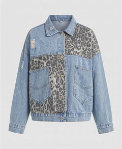 Photo: Savannah Leopard Print Denim Jacket | Seoden London — view 9