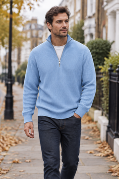 Photo: Lorenzo Ribbed Half-Zip Jumper | Seoden London — view 2