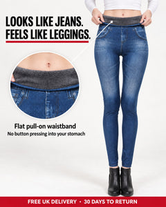 Photo: Marcella Fleece-Lined Denim-Look Jeggings | Seoden London — view 9
