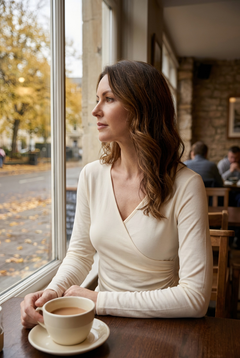 Photo: Ravello Long Sleeve Faux Wrap Top | Seoden London — view 3