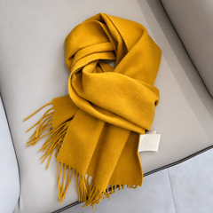 Photo: Inverness Pure Wool Fringed Scarf | Seoden London — view 5