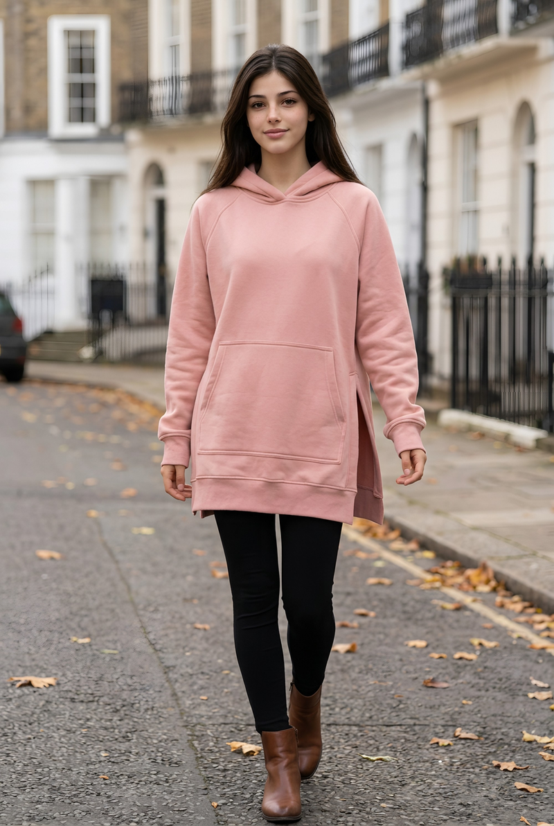 Photo: Trieste Oversized Hoodie Dress with Side Slits | Seoden London